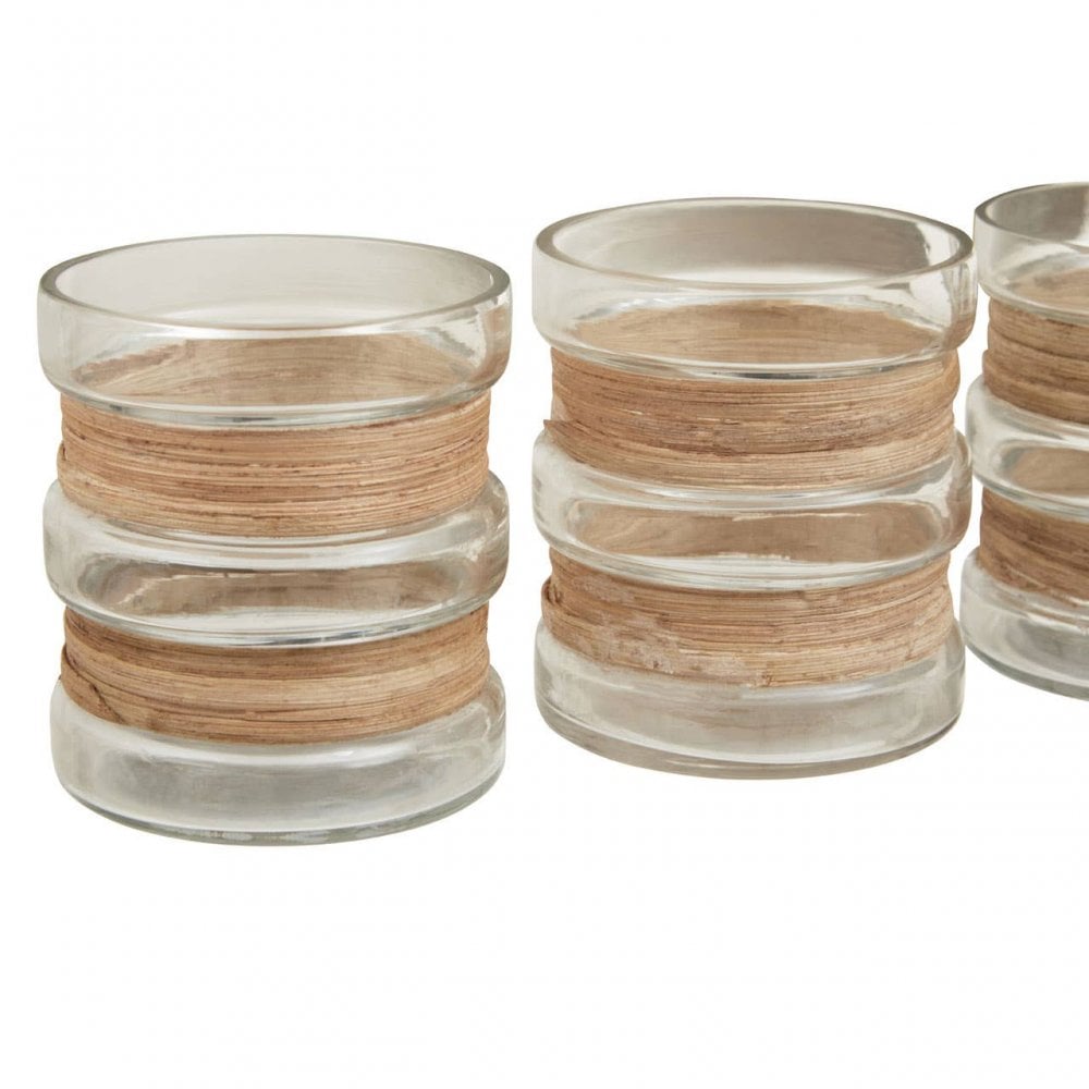 Kuta Set Of 3 Natural Tealight Holders