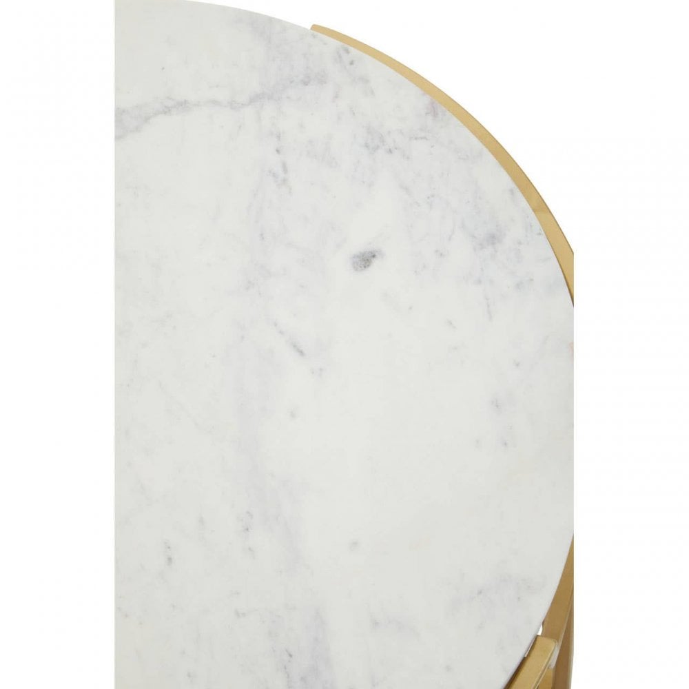 Pali White Marble Two Tier Round Side Table