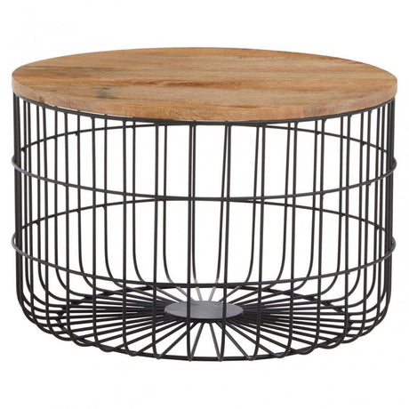 Pali Wooden Side Table With Black Base