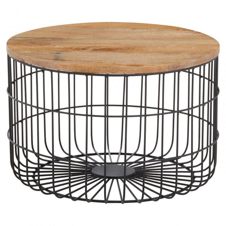 Pali Wooden Side Table With Black Base
