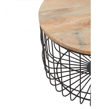 Pali Wooden Side Table With Black Base