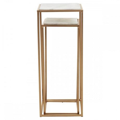 Mandoli Nest Of 2 White Marble Side Tables