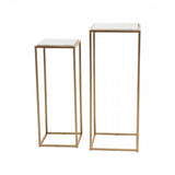Mandoli Nest Of 2 White Marble Side Tables