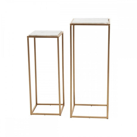 Mandoli Nest Of 2 White Marble Side Tables