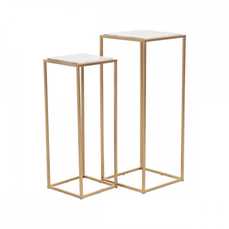 Mandoli Nest Of 2 White Marble Side Tables