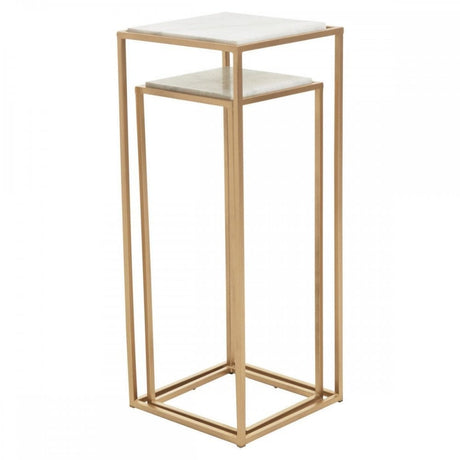 Mandoli Nest Of 2 White Marble Side Tables