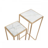 Mandoli Nest Of 2 White Marble Side Tables
