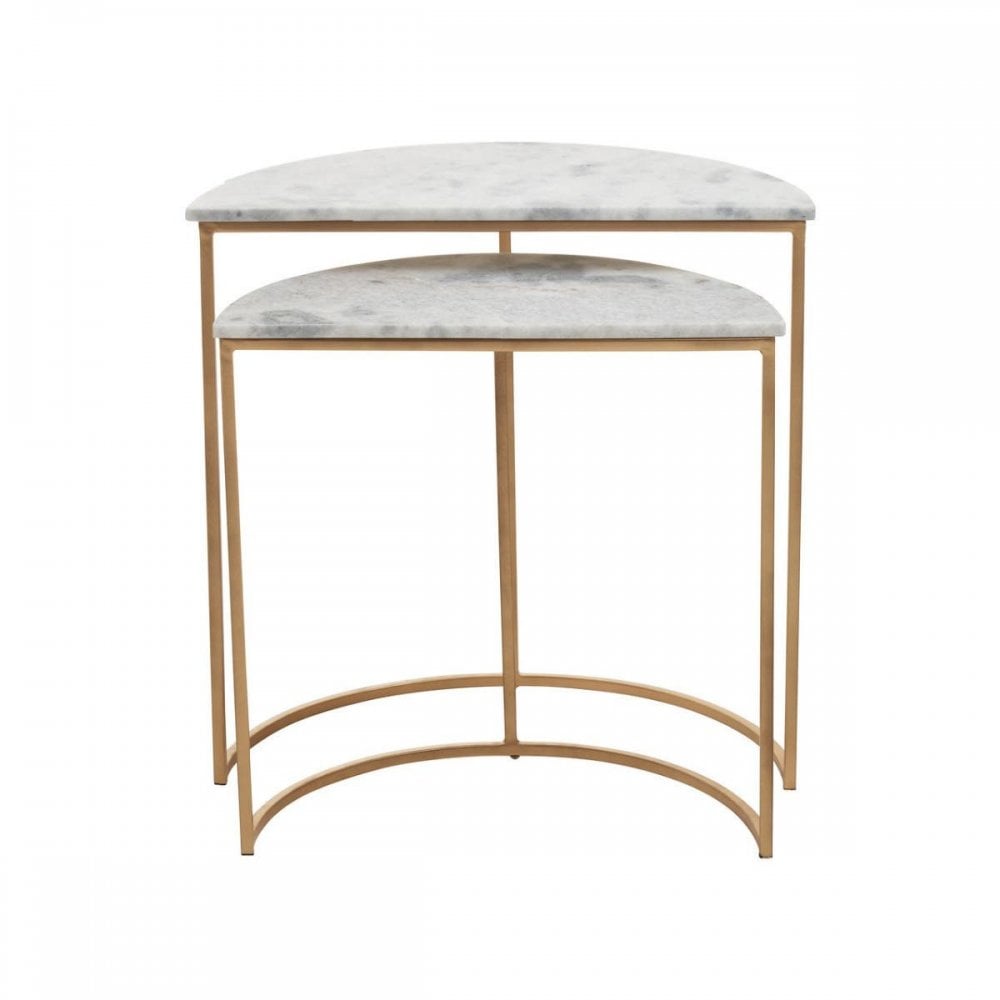 Mandoli Nest Of 2 White Marble Side Tables