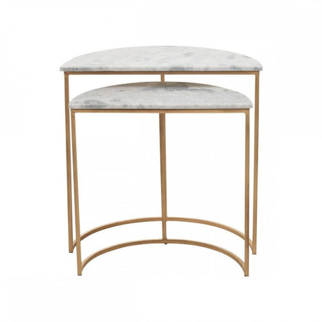 Mandoli Nest Of 2 White Marble Side Tables