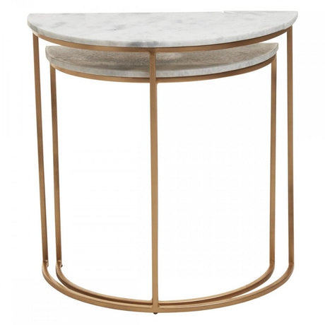 Mandoli Nest Of 2 White Marble Side Tables