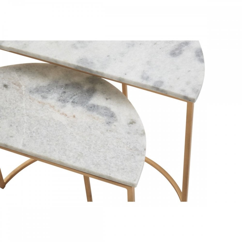 Mandoli Nest Of 2 White Marble Side Tables