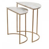 Mandoli Nest Of 2 White Marble Side Tables