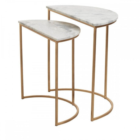 Mandoli Nest Of 2 White Marble Side Tables