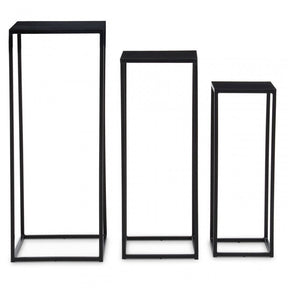 Mandoli Nest Of 3 Black Marble Side Tables