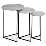 Mandoli Nest Of 3 White Marble Side Tables
