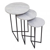 Mandoli Nest Of 3 White Marble Side Tables