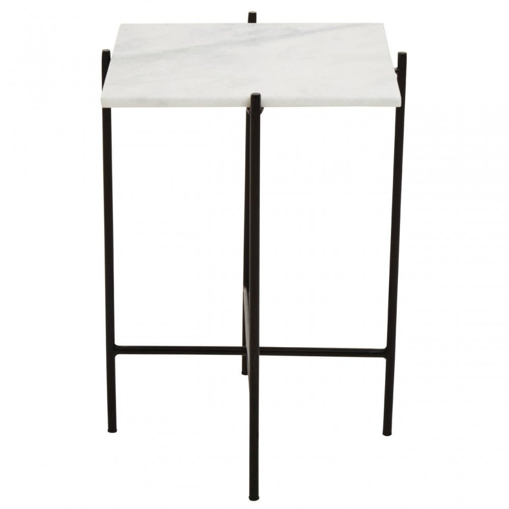 Mandoli White Marble Side Table