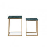 Mandoli Nest Of 2 Green Marble Side Tables