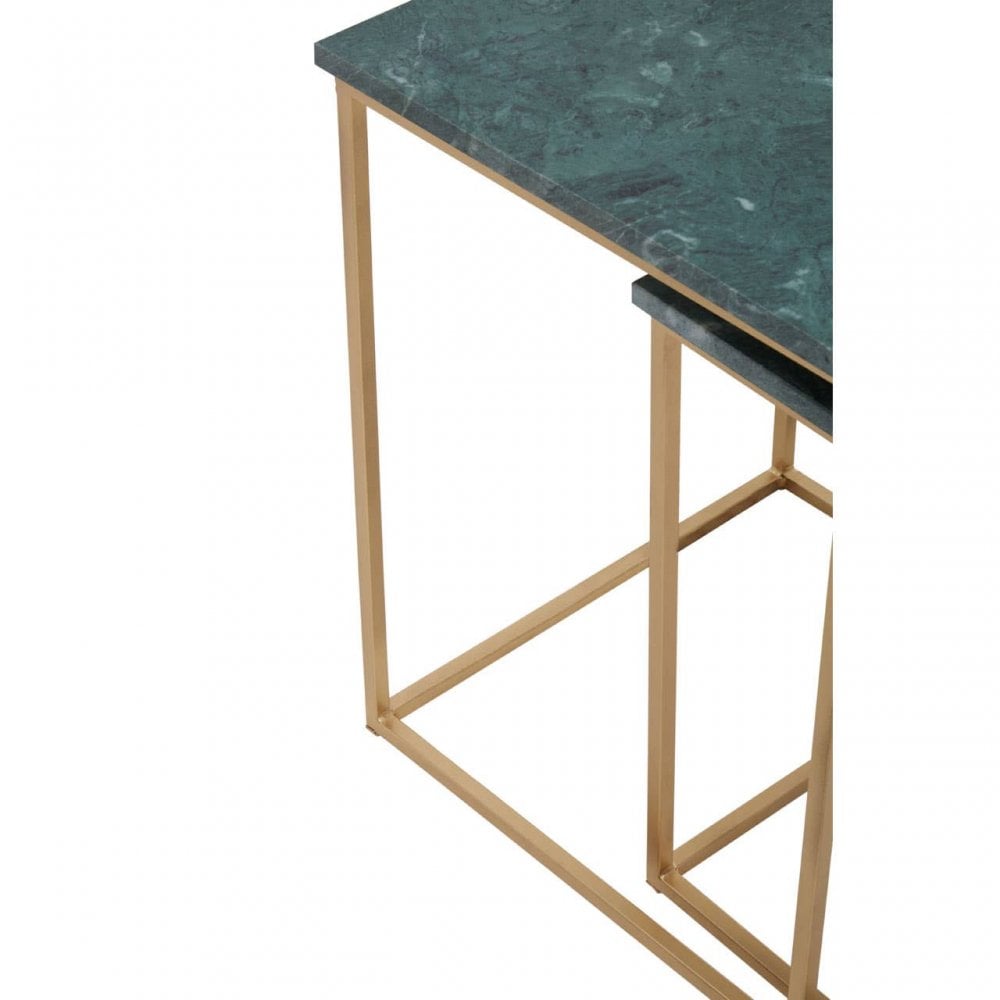 Mandoli Nest Of 2 Green Marble Side Tables