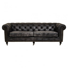 Hoxton Ebony Leather Sofa