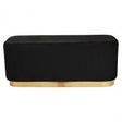 Hartford Rectangular Black Stool With Matte Gold Base