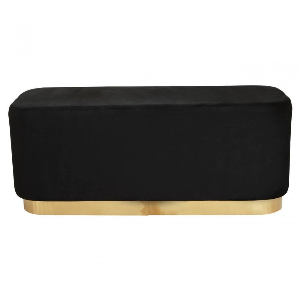 Hartford Rectangular Black Stool With Matte Gold Base