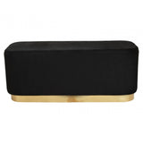 Hartford Rectangular Black Stool With Matte Gold Base