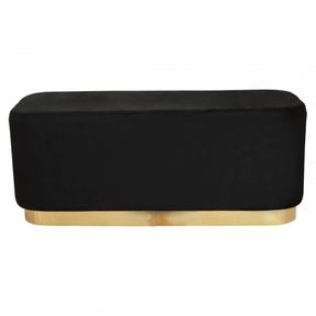 Hartford Rectangular Black Stool With Matte Gold Base