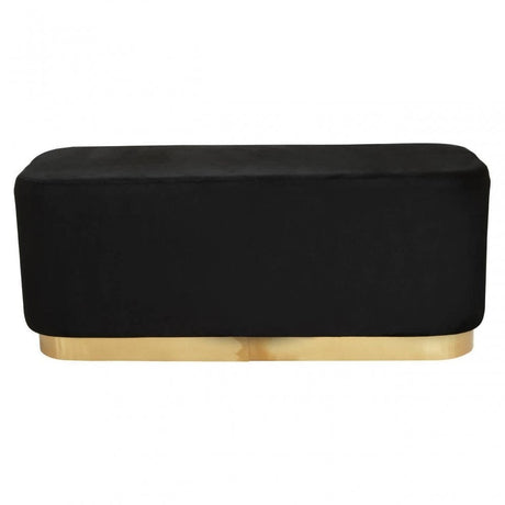Hartford Rectangular Black Stool With Matte Gold Base