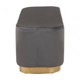 Hartford Rectangular Grey Stool With Matte Gold Base