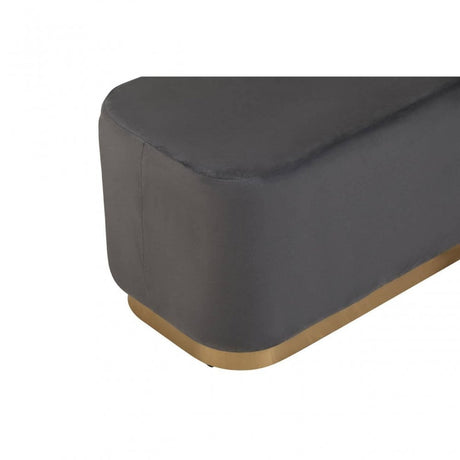 Hartford Rectangular Grey Stool With Matte Gold Base