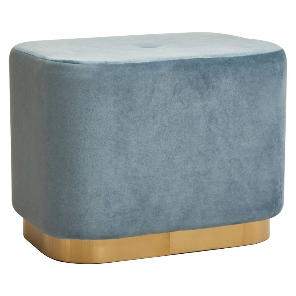 Hartford Blue Stool With Matte Gold Base