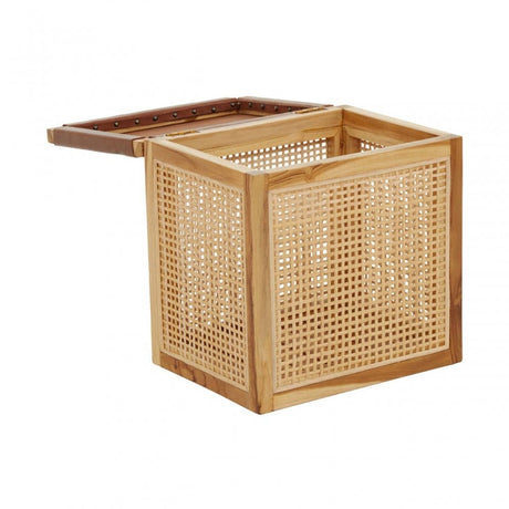 Kendari Teak Box With Light Brown Leather