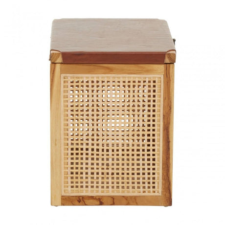 Kendari Teak Box With Light Brown Leather