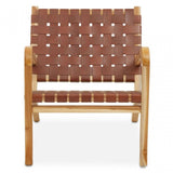Kendari Dark Brown Leather And Teak Chair