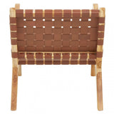 Kendari Dark Brown Leather And Teak Chair