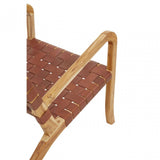 Kendari Dark Brown Leather And Teak Chair