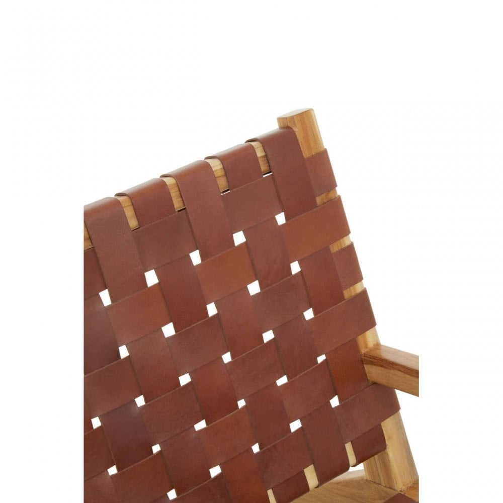 Kendari Dark Brown Leather And Teak Chair