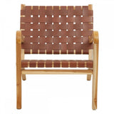 Kendari Dark Brown Leather And Teak Chair