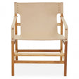Kendari Cream Leather And Teak Wood Chair