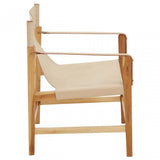 Kendari Cream Leather And Teak Wood Chair