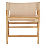 Kendari Cream Leather And Teak Wood Chair