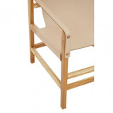 Kendari Cream Leather And Teak Wood Chair
