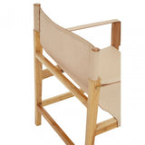 Kendari Cream Leather And Teak Wood Chair