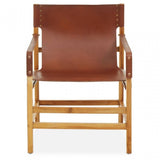 Kendari Light Brown Leather And Light Teak Wood Chair