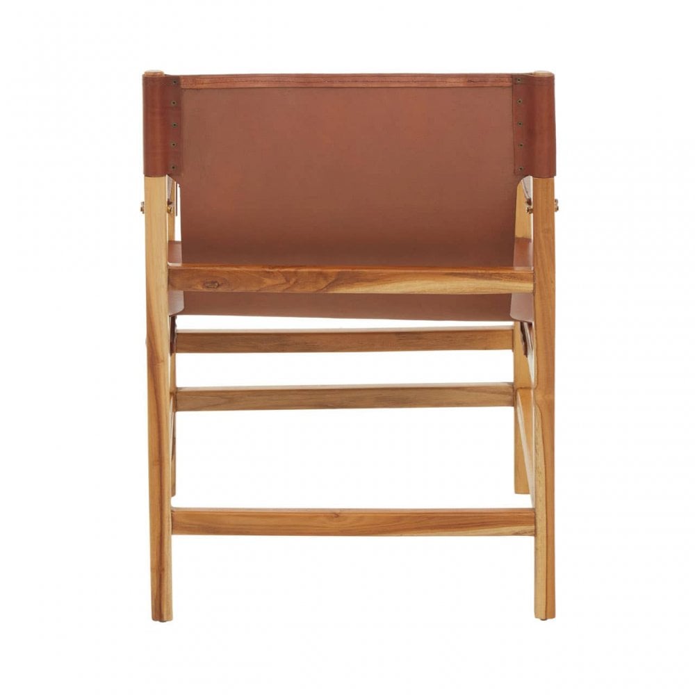 Kendari Light Brown Leather And Light Teak Wood Chair