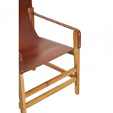 Kendari Light Brown Leather And Light Teak Wood Chair