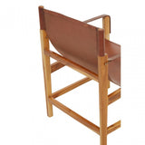 Kendari Light Brown Leather And Light Teak Wood Chair