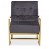 Hana Grey Velvet Chair With Gold Frame