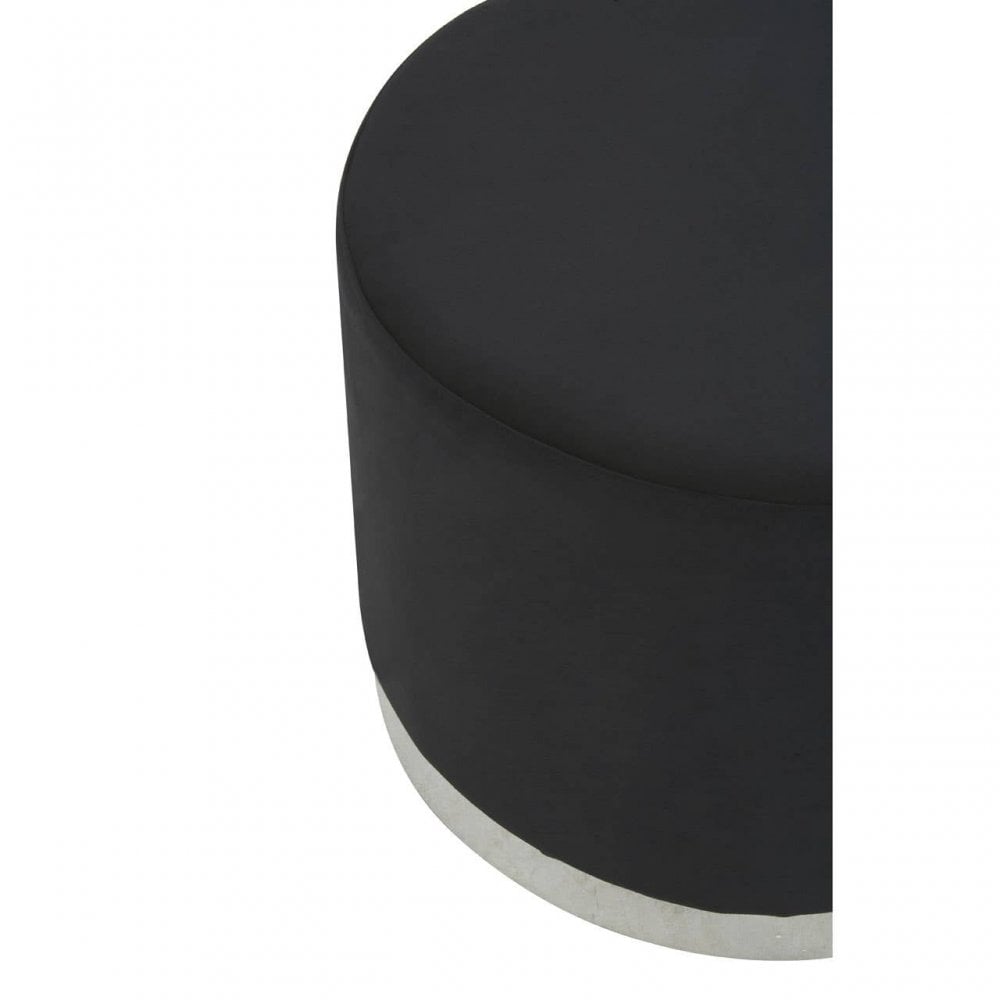 Hagen Black And Silver Round Stool